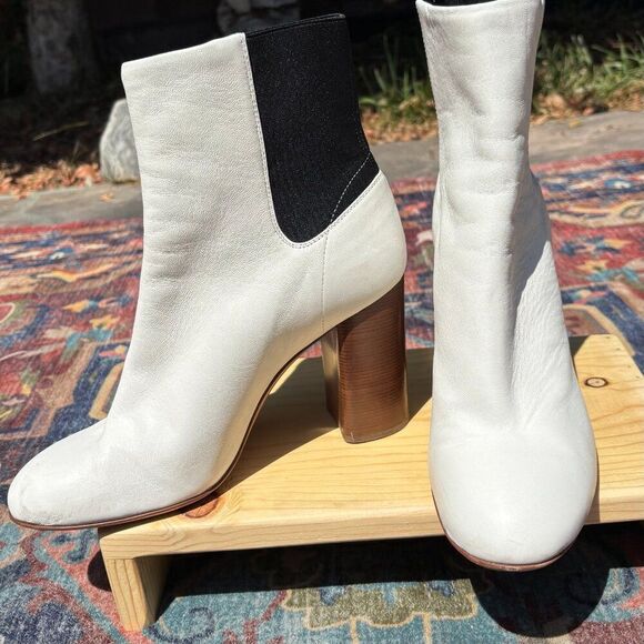 Rag & Bone White Leather Ankle Boots Size 41 or 10.5 Block Heel - Picture 7 of 7